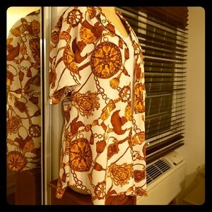 Colored Print Vintage Blouse M or L